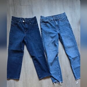 Express Women's Ankle Jeans High Rise Duo - Dark Blue & Medium Blue